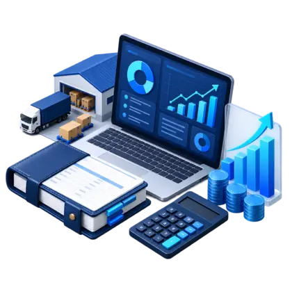 Ilustrasi dashboard dan perhitungan accounting